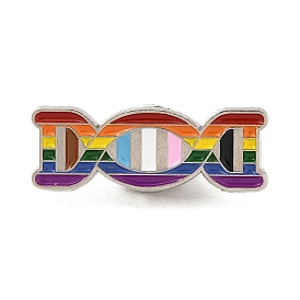 Pride Rainbow Gene Chain Enamel Pins, Alloy Brooches for Clothes Backpack