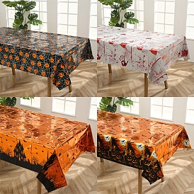 Halloween Theme Disposable PE Plastic Tablecloths, for Party, Rectangle with Pattern