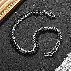 304 многорядные браслеты из нержавеющей стали с цепочкой-коробкой для мужчин и женщин, ионное покрытие (ip)