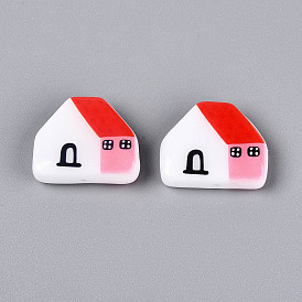 Печатные непрозрачные бусины из смолы, дом