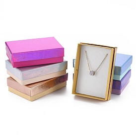 Cartón collar colgante joyas cajas de regalo, con esponja blanca adentro, Rectángulo