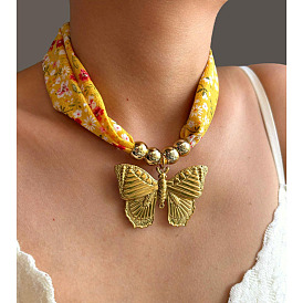 Бабочка 304 кулон из нержавеющей стали, набивной платок из ткани для женщин