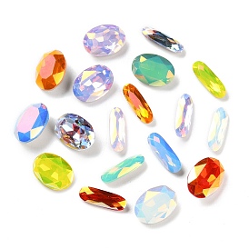 K9 GLass Rhinestone Cabochons, Faceted, Pointed Back & Back Plated, Oval