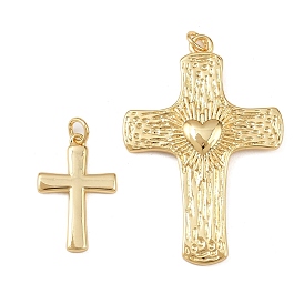 Латунные подвески, крестик, с прыжковых колец, без свинца и без кадмия, долговечный, стойки покрытие