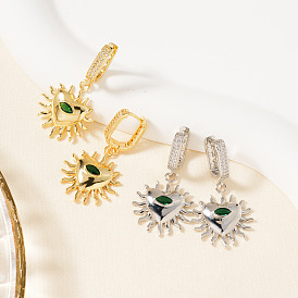 Элегантные латунные серьги-кольца в форме сердца с кубическим цирконием