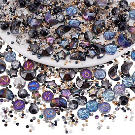 530шт гальванические прозрачные стеклянные бусины, смешанный стиль, разнообразные