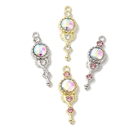 Rack Plating Alloy Pendants, with Rhinestone, Cadmium Free & Nickel Free & Lead Free