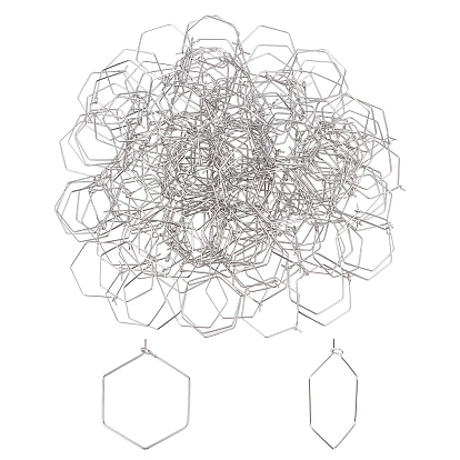 200Pcs Hexagon 304 Stainless Steel Hoop Earring Findings