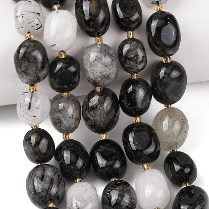 Натуральные турмализированные кварцевые бусинки, самородки, упавший камень, с бисером