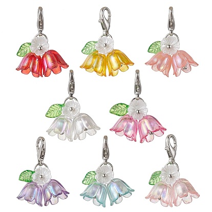 8шт. Цветочные акриловые подвесные украшения, застежки из сплава подвески для украшений сумок