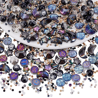 530шт гальванические прозрачные стеклянные бусины, смешанный стиль, разнообразные