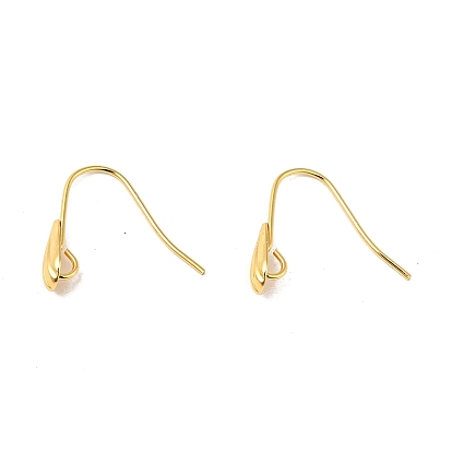 Brass Earring Hook, with Vertical Loop, Shell Shape