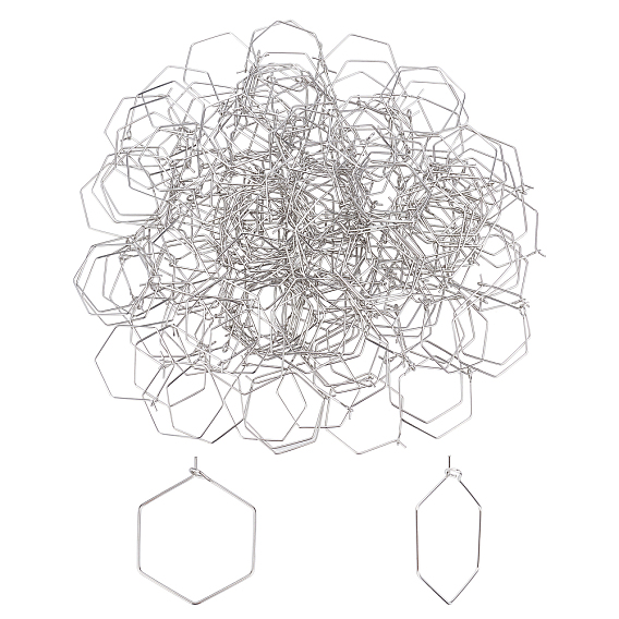 200Pcs Hexagon 304 Stainless Steel Hoop Earring Findings