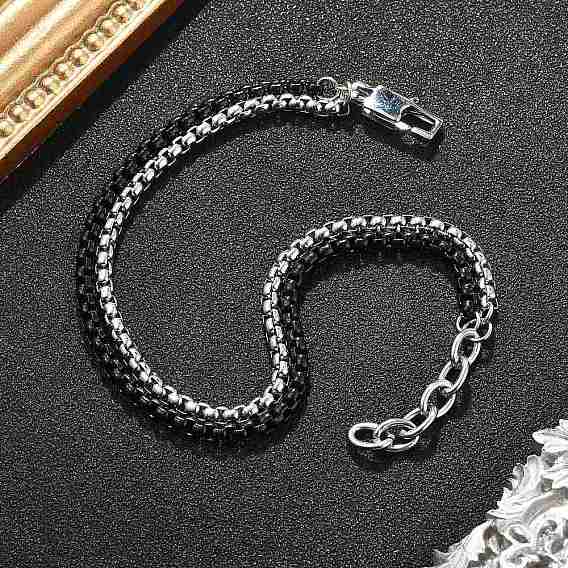304 многорядные браслеты из нержавеющей стали с цепочкой-коробкой для мужчин и женщин, ионное покрытие (ip)