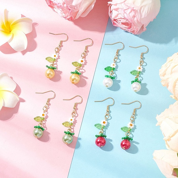 304 серьги-подвески в форме томата из нержавеющей стали, со стеклом, золотые