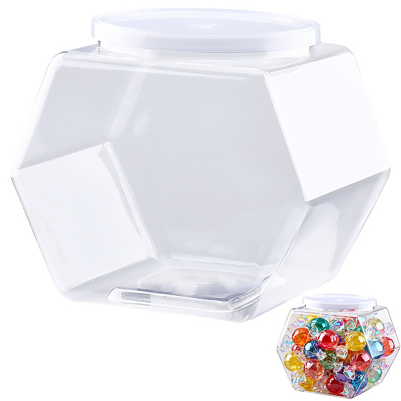 Шестиугольные пластиковые баночки для бусин с завинчивающейся крышкой и белой крышкой