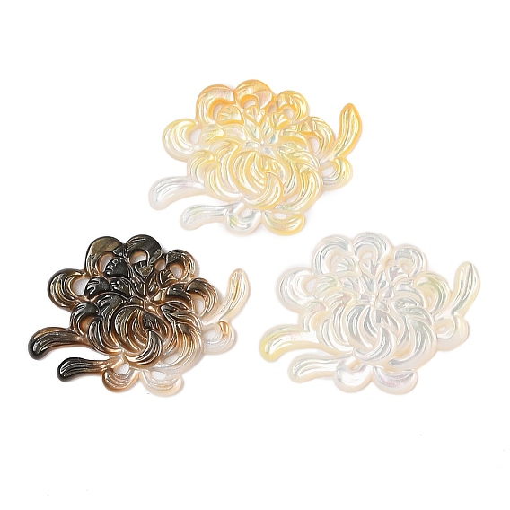 Резные кабошоны из натуральной ракушки, цветок