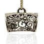 Scarf Pendant Design Alloy Tube Bails, Loop Bails, Large Bail Beads, Tube with Flower Pattern, 25x32x19mm, Hole: 4.5mm, Inner Diameter: 16mm