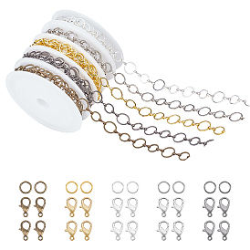 DIY Chain Necklaces Making Kits, Including 5M 5 Colors Brass Handmade Chains, 50Pcs 5 Colors Zinc Alloy Lobster Claw Clasps, 250Pcs 5 Colors Brass Jump Rings