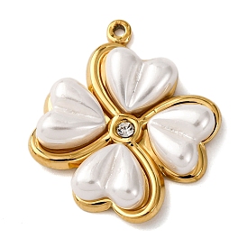 304 из нержавеющей стали горный хрусталь подвески, , с пластмассовой жемчужиной abs, вакуумное покрытие pvd, реальный 18 k позолоченный