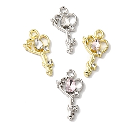 Rack Plating Alloy Pendants, with Rhinestone, Cadmium Free & Nickel Free & Lead Free, Heart