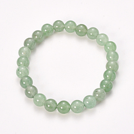 Natural Green Aventurine Beaded Stretch Bracelets, Round