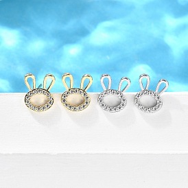 Серьги-гвоздики в форме головы кролика из латуни с микропаве из кубического циркония, долговечный, без свинца и без кадмия, стойки покрытие