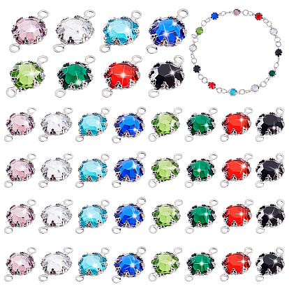 40 шт. 8 цвета нержавеющая сталь паве стекло граненый цветок соединительные подвески, цвет нержавеющей стали