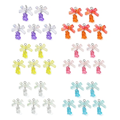 30 шт. прозрачные акриловые подвесные украшения, медведь, нержавеющая сталь, устойчивая к потускнению, платина