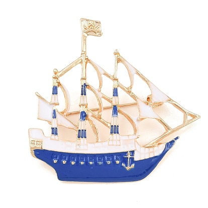 Épingles en émail représentant un voilier, broches en alliage pour vêtements de sac à dos, or et de lumière
