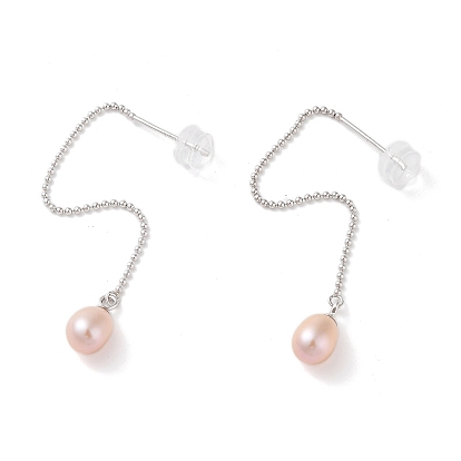 Natural Pearl Stud Earrings for Women, with Sterling Silver Pins