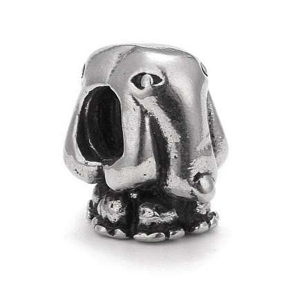 304 Stainless Steel European Beads, Large Hole Beads, Elephant