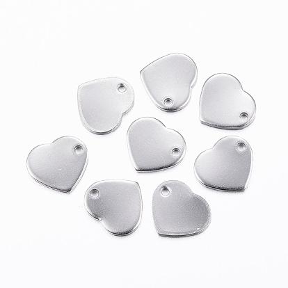 201 Stainless Steel Stamping Blank Tag Pendants, Heart