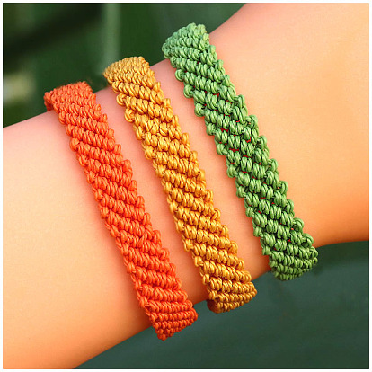 Multi-colored minimalist waxed thread braided bracelet for daily wear.