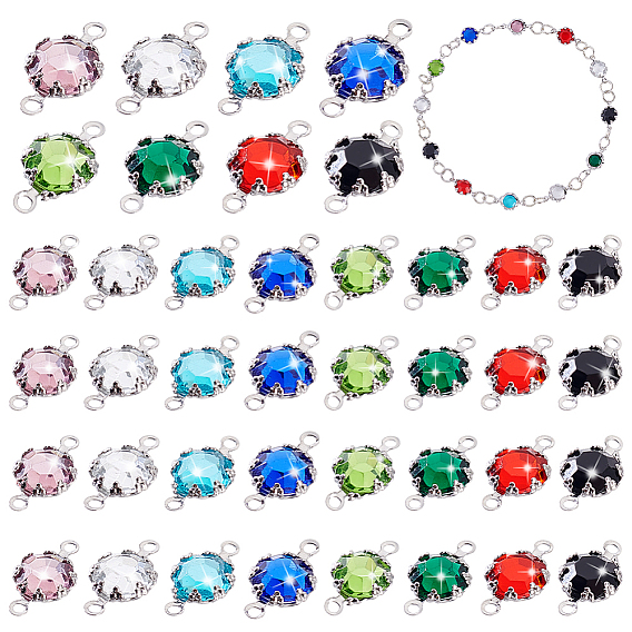40 шт. 8 цвета нержавеющая сталь паве стекло граненый цветок соединительные подвески, цвет нержавеющей стали