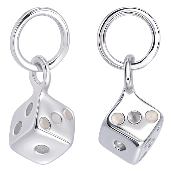 2 шт. 925 подвески в виде игральных костей из стерлингового серебра, с прыжковых колец, родий, не тускнеет