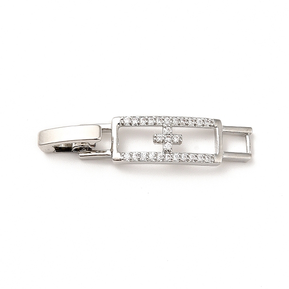 Прямоугольный с поперечным покрытием из латуни микро паве прозрачный кубический цирконий застежки ремешка для часов, без кадмия и без свинца, долговечный