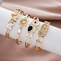 304 Stainless Steel Hinged Cuff Bangles for Women, Golden