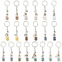20Pcs Glass Bottle with Natural & Synthetic Gemstone Chip Keychains, with Alloy Pendants and Iron Rings