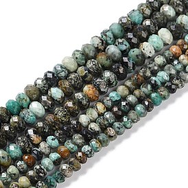 Natural African Turquoise(Jasper) Beads Strands, Rondelle, Faceted