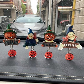 Cute Halloween Acrylic Spring Car Dashboard Ornament, Halloween Shaking Display Decorations, for Car Interior Desk Ornaments Gifts