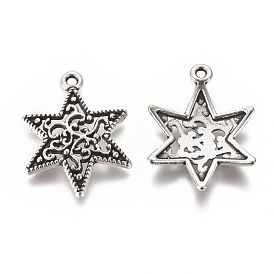 Tibetan Style Pendants, Lead Free and Cadmium Free, for Jewish, Star of David, 24x18x3mm, Hole: 1.5mm