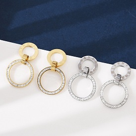 304 серьги-гвоздики из полимерной глины и нержавеющей стали, со стразами, ионное покрытие (ip)