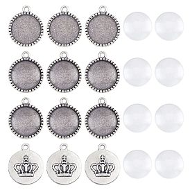 ARRICRAFT 200Pcs DIY Half Round Pendant Making Kits, Including Tibetan Style Alloy Settings and Transparent Glass Cabochons