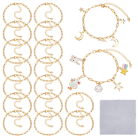 304 Браслеты из нержавеющей стали и цепочки Rolo, Сплав с застежками когтя омара