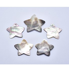 Natural Black Lip Shell Pendants, Star