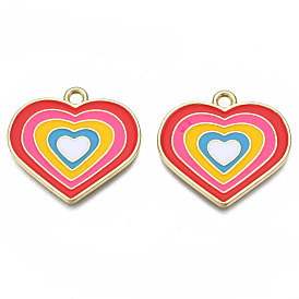 Crémaillère pendentifs en alliage placage, avec l'émail, sans cadmium et sans plomb, cœur