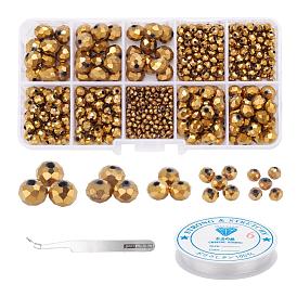 DIY Jewelry Making Kits, with Electroplate Transparent Glass Beads, 410 Stainless Steel Pointed Tweezers and Elastic Crystal Thread
