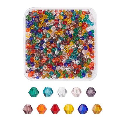 500Pcs Faceted Bicone Glass Beads