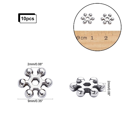 Unicraftale 304 Stainless Steel Spacer Beads, Snowflake